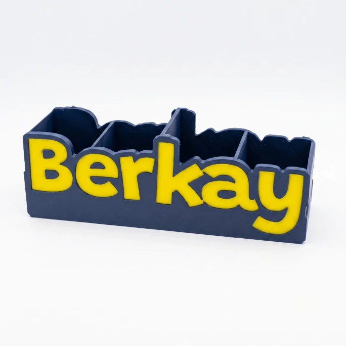 Lacivert Sarı Kişiye Özel İsimli Kalemlik | 3D Baskı