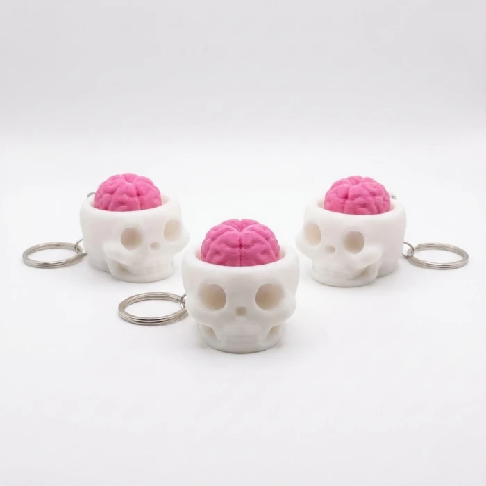 Mekanik Switchli Kuru Kafa Fidget Anahtarlık - Stres Alıcı Çat Çat Sesli Oyuncak (Brain Skull Keycap)