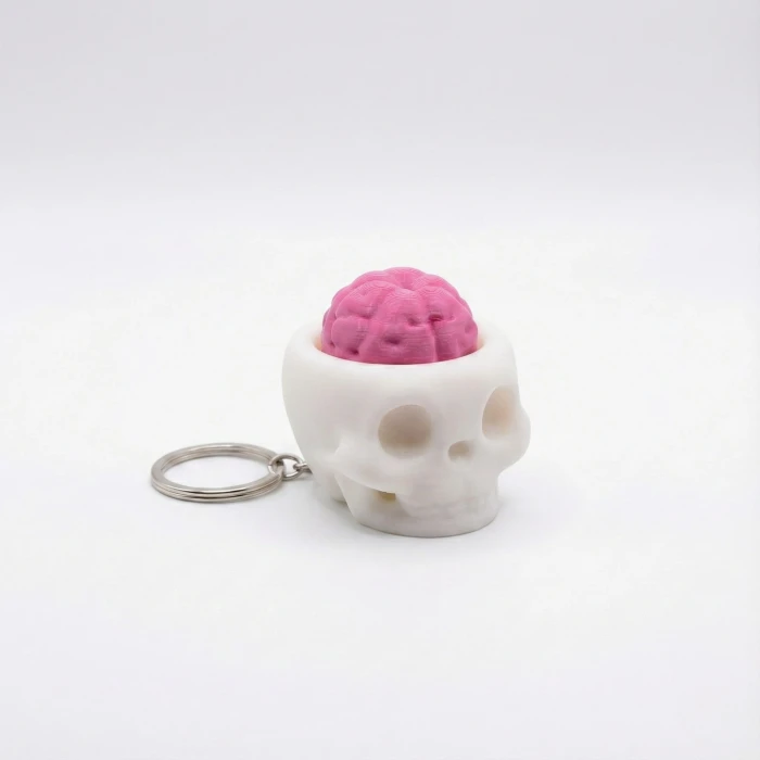 Mekanik Switchli Kuru Kafa Fidget Anahtarlık - Stres Alıcı Çat Çat Sesli Oyuncak (Brain Skull Keycap)