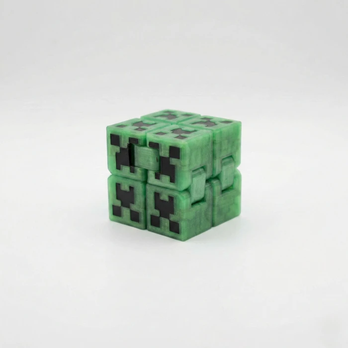 Minecraft Temalı Creeper Sonsuzluk Küpü (Infinity Cube) - 3D Baskı Fidget Stres Oyuncağı