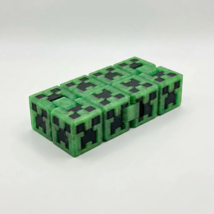 Minecraft Temalı Creeper Sonsuzluk Küpü (Infinity Cube) - 3D Baskı Fidget Stres Oyuncağı