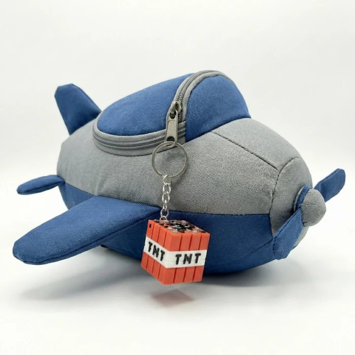 Minecraft TNT Bloğu Tasarımlı 3D Baskı Oyuncu Anahtarlık