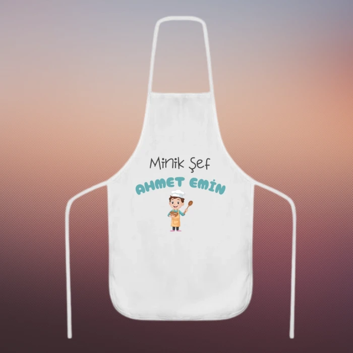 Minik Şef İsimli Çocuk Mutfak Önlüğü | İsme Özel Baskı | Polyester Kumaş, Dayanıklı Süblimasyon Baskı, Hediye Seçeneği