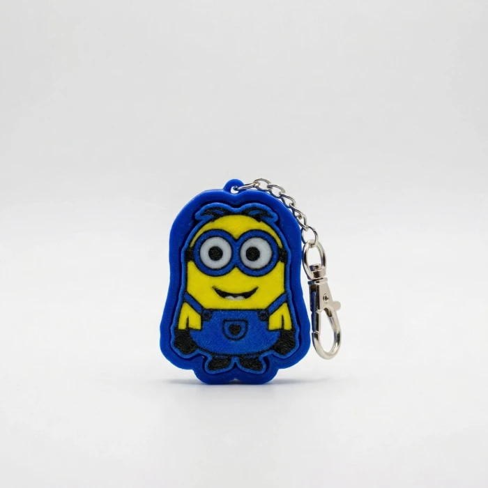 Minion Figürlü Mekanik Clicker Fidget Anahtarlık - Stres Giderici Çanta Süsü
