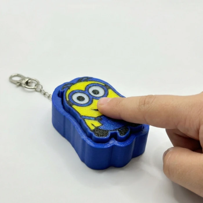 Minion Figürlü Mekanik Clicker Fidget Anahtarlık - Stres Giderici Çanta Süsü