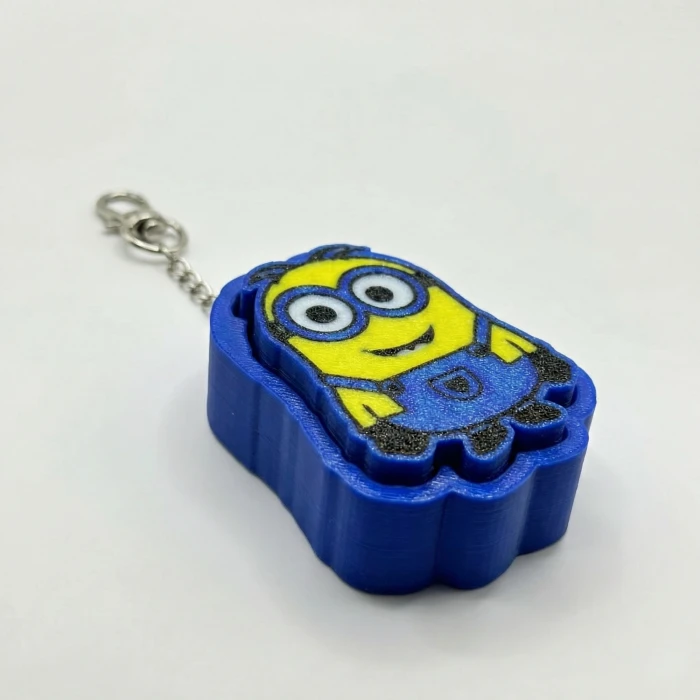 Minion Figürlü Mekanik Clicker Fidget Anahtarlık - Stres Giderici Çanta Süsü
