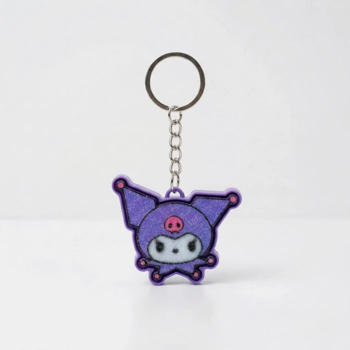 Mor Kuromi Figürlü Mekanik Clicker Fidget Anahtarlık - Basmalı Sesli Stres Oyuncağı