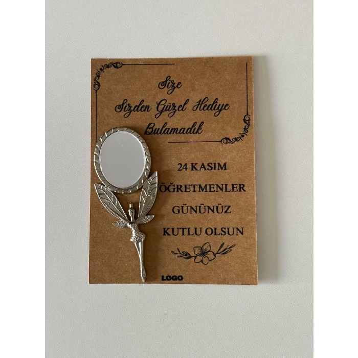 Öğretmenler Günü Aynalı Kartlı Hediyelik Paketi 12 Adet Kraft
