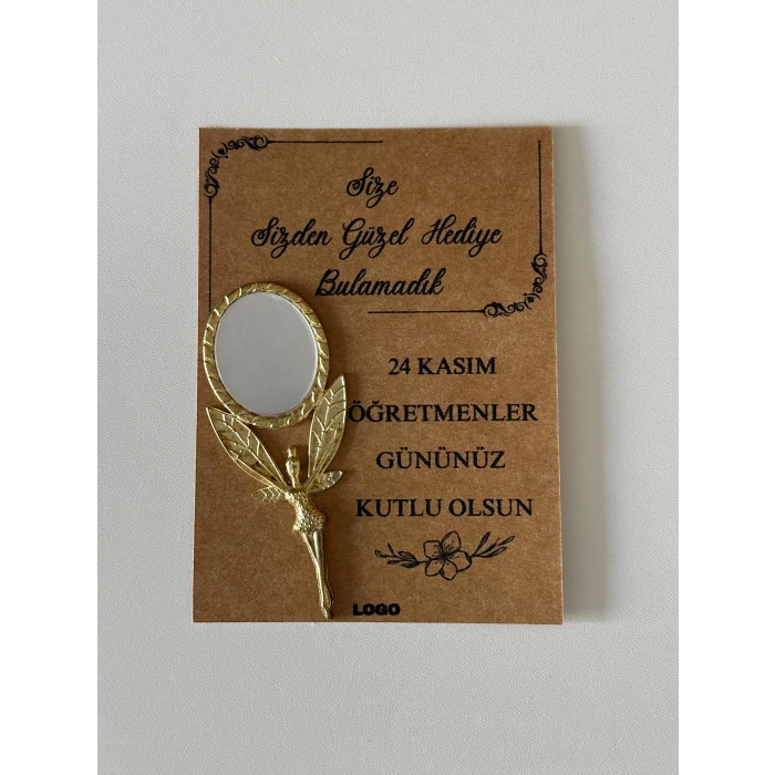 Öğretmenler Günü Aynalı Kartlı Hediyelik Paketi 12 Adet Kraft