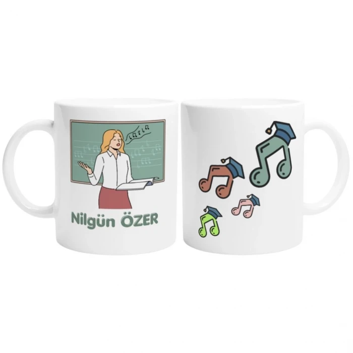 Öğretmenler Günü Hediyesi Porselen Kupa Bardak – Kişiye Özel, Çift Taraf Baskılı, 300 ml, Kutulu Hediye