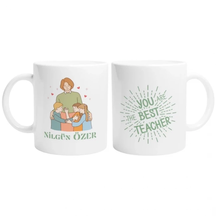 Öğretmenler Günü Hediyesi Porselen Kupa Bardak – Kişiye Özel, Çift Taraf Baskılı, 300 ml, Kutulu Hediye