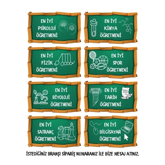 Öğretmenlere Özel İsimli Branş Tasarımlı Kupa Bardak (Yeşil Kulplu)