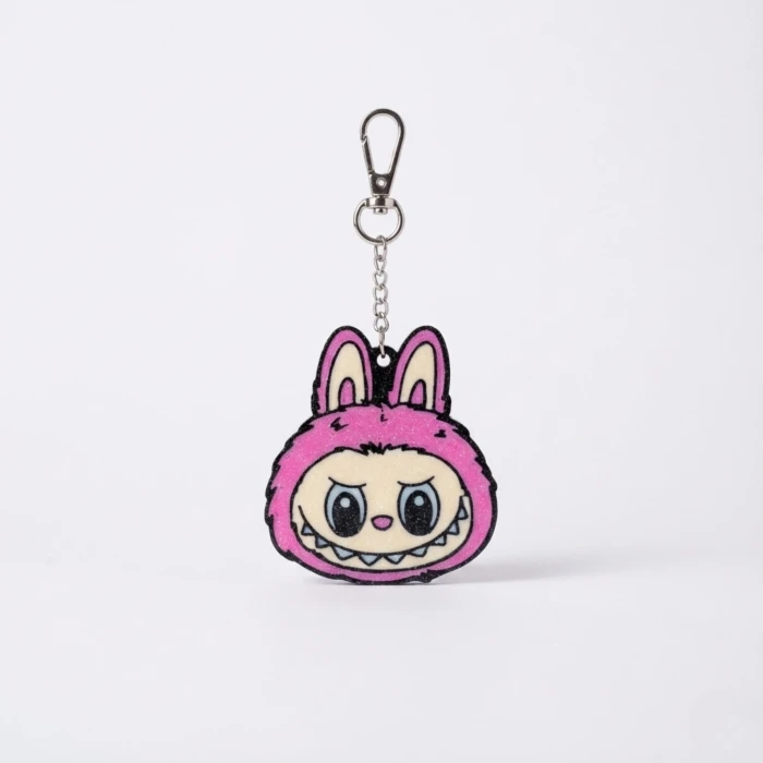 Pembe Labubu Temalı Kaliteli 3D Baskı Anahtarlık - Çanta Süsü