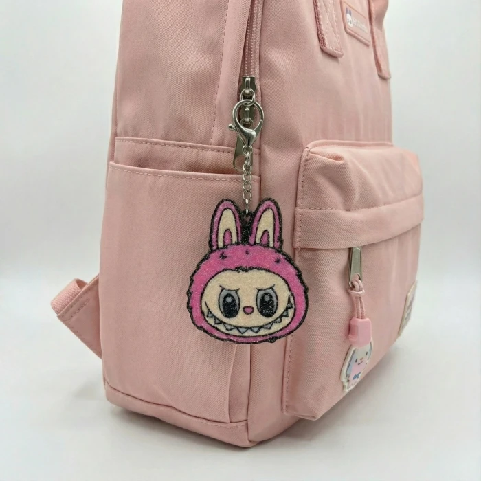 Pembe Labubu Temalı Kaliteli 3D Baskı Anahtarlık - Çanta Süsü