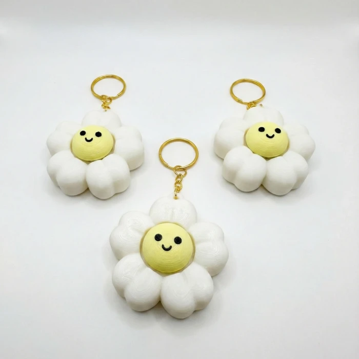 Sevimli Papatya Fidget Clicker Anahtarlık - Mekanik Tuşlu Stres Atma Oyuncağı