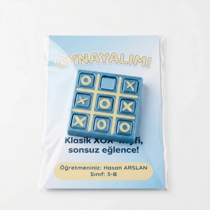 Silk Mavi 3D XOX Oyun Seti – Karne Hediyesi | Öğretmenden Öğrenciye Sınıf Hediyesi | Tatil Temalı İsim Kartlı