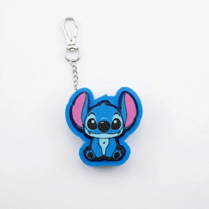 Stitch Tasarımlı Mekanik Clicker Anahtarlık - Sesli Fidget Stres Oyuncağı