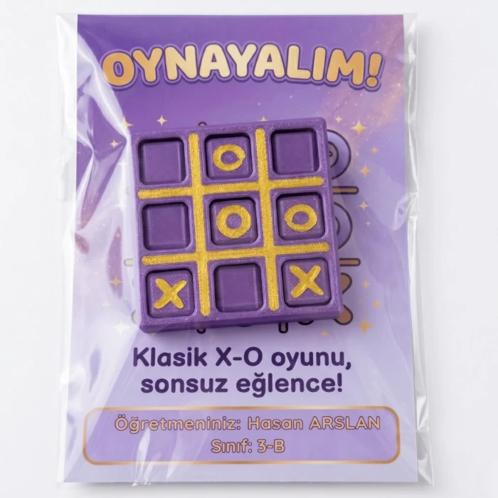 Violet Altın 3D XOX Oyun Seti – Premium Karne Hediyesi | Öğretmenden Öğrenciye Sınıf Hediyesi | Tatil Temalı İsim Kartlı
