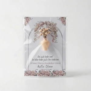 4lü Set İsme Özel Kuru Çiçekli Mini Vazo Magnet Hediyelik