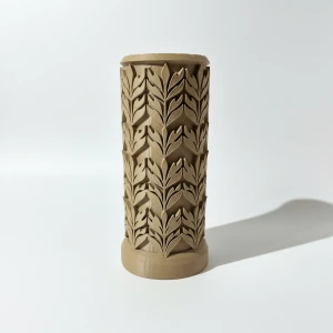 Modern Bohem Tasarım Kabartmalı Yaprak Desenli Dekoratif Vazo - Özel Hediye Kutulu