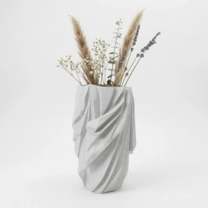 Modern Tasarım Katlanmış Kumaş Efektli Taş Görünümlü Dekoratif Vazo