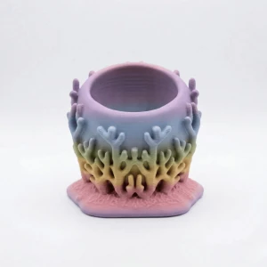 Pastel Gökkuşağı Renkli Mercan Tasarımlı Masaüstü Kalemlik ve Organizer