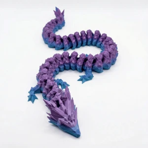 Mor Mavi Hareketli Eklemeli Ejderha Figürü 40Cm - Özel Tasarım 3D Baskı Hediye