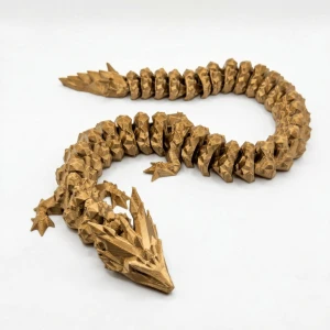 Antik Bronz 40 cm Hareketli Eklemeli Ejderha Figürü - Özel Tasarım 3D Baskı Hediye