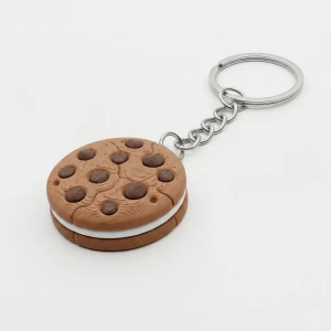 Gerçekçi 3D Baskı Çikolata Parçacıklı Sandviç Kurabiye Anahtarlık