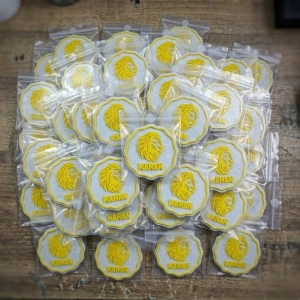 50li Sarı Aslan Temalı İsme Özel Mermer Zemin Magnet Bebek Hediyeliği - Baby Shower ve Dağıtmalık Hatıra
