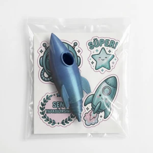 3D Hareketli Uzay Roketi ve Motivasyon Sticker Seti - Öğretmenler İçin Öğrenci Ödül Kiti