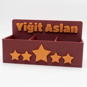 Kişiselleştirilmiş İsimli Kalemlik Masa Organizer 3D Baskı