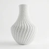 Beyaz Mermer Dokulu Spiral Tasarım Dekoratif Vazo ve Saksı - Modern 3D Baskı (20x13 cm)