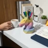 Geometrik Tasarım Pastel Gökkuşağı Unicorn Kalemlik ve Masaüstü Organizer