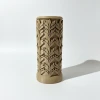 Modern Bohem Tasarım Kabartmalı Yaprak Desenli Dekoratif Vazo - Özel Hediye Kutulu