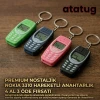 Premium Yeşil 3D Baskı Nostaljik Tuşlu Telefon Anahtarlık - İkonik Yılan Oyunu Figürlü