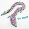 Pastel Gökkuşağı 40 cm Hareketli Eklemeli Ejderha Figürü - Özel Tasarım 3D Baskı Hediye