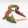 Altın Yeşil Kırmızı Geçişli 40 cm Hareketli Eklemeli Ejderha Figürü - Özel Tasarım 3D Baskı Hediye