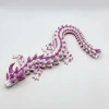 İpeksi Pembe ve Beyaz 24 cm Hareketli Eklemeli Ejderha Figürü - Özel Tasarım 3D Baskı Hediye