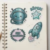 3D Hareketli Uzay Roketi ve Motivasyon Sticker Seti - Öğretmenler İçin Öğrenci Ödül Kiti
