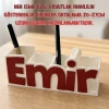 Beyaz Kırmızı Kişiye Özel İsimli Kalemlik - 3D Baskı Masa Organizer