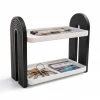 İki Katlı Masa Üstü Organizer - Art Deco Tasarım, Siyah/Beyaz