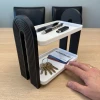 İki Katlı Masa Üstü Organizer - Art Deco Tasarım, Siyah/Beyaz