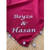 İncili Kişiye Özel İsim Baskılı Halay Mendili Bordo Renk