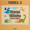 Kişiye Özel Dinozor Konseptli Keten Beslenme Örtüsü (28x40 cm) - Yıkanabilir İsimli Servis Bezi