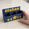 Kişiye Özel İsimli Kalemlik - Lacivert Altın 3D Baskı