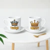 Kişiye Özel Kral & Kraliçe Kahve Fincanı Seti – İsim Baskılı Porselen 2’li Set – Hediye Kutulu