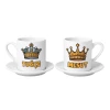 Kişiye Özel Kral & Kraliçe Kahve Fincanı Seti – İsim Baskılı Porselen 2’li Set – Hediye Kutulu
