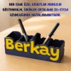Lacivert Sarı Kişiye Özel İsimli Kalemlik | 3D Baskı
