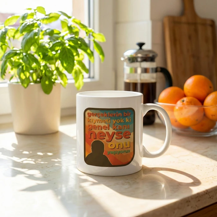 Gerçeklerin Bir Kıymeti Yok Replikli Porselen Kupa - Özel Kutulu Hediyelik